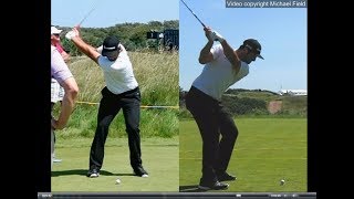 Jon Rahm golf swing  Long Iron faceon amp downtheline July 2017 [upl. by Ardnuhsor972]