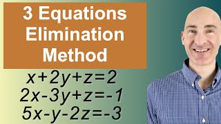 Solving Systems of 3 Equations Elimination [upl. by Atilam777]