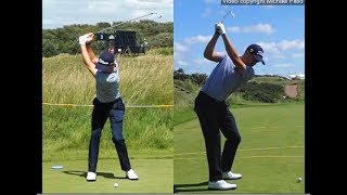 Justin Thomas golf swing  Long Iron faceon amp downtheline July 2017 [upl. by Brigg]