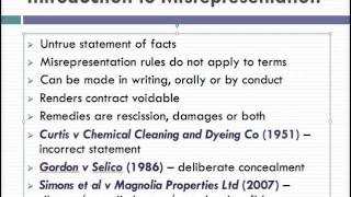 Misrepresentation Lecture 1 of 4 [upl. by Annaik]